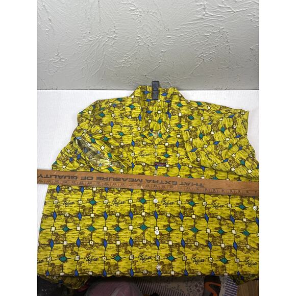 Willie Esco Gold Blue Turquoise Short‎ Sleeve Button Up Printed Shirt Size XL - Picture 5 of 5